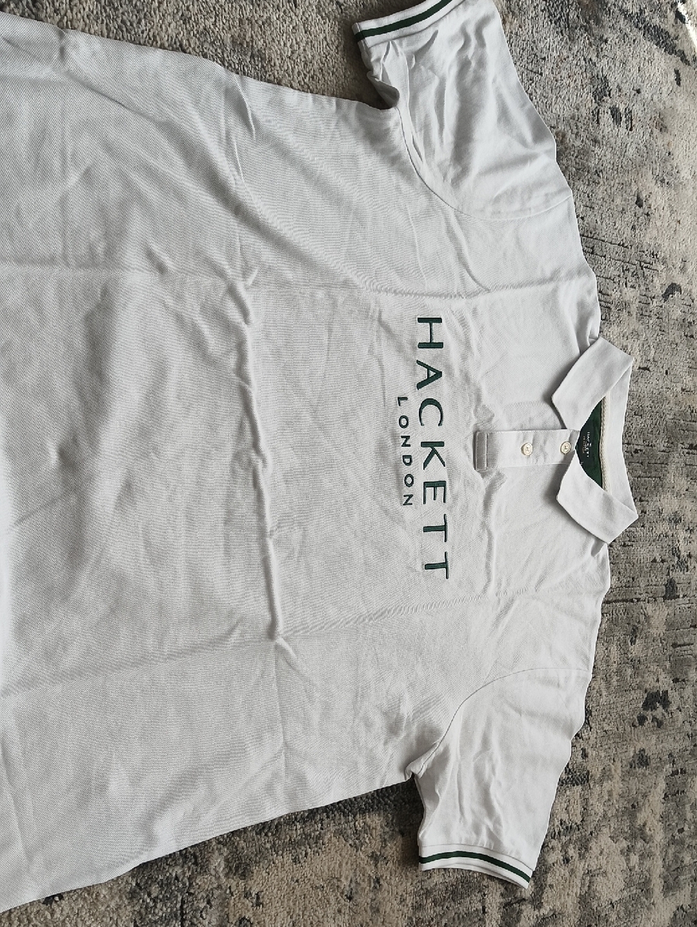 Hackett White Polo with Green Logo and Trim